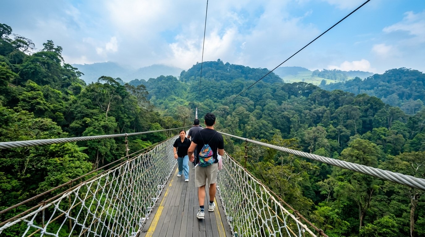 stunning suspension bridge in Bandung