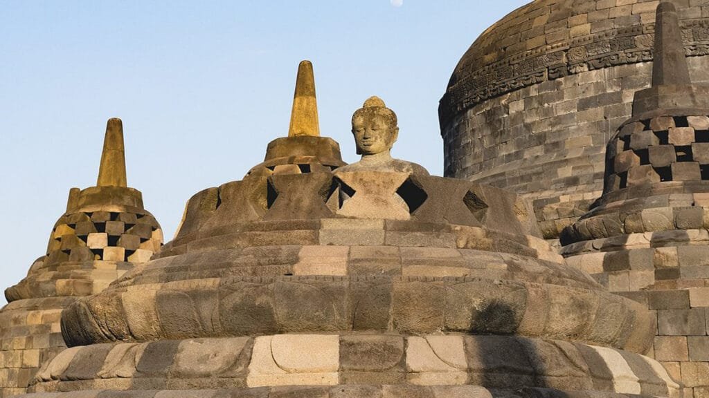Borobudur Temple and Merapi’s Lava at Night