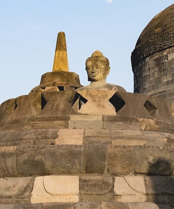 Borobudur Temple and Merapi’s Lava at Night
