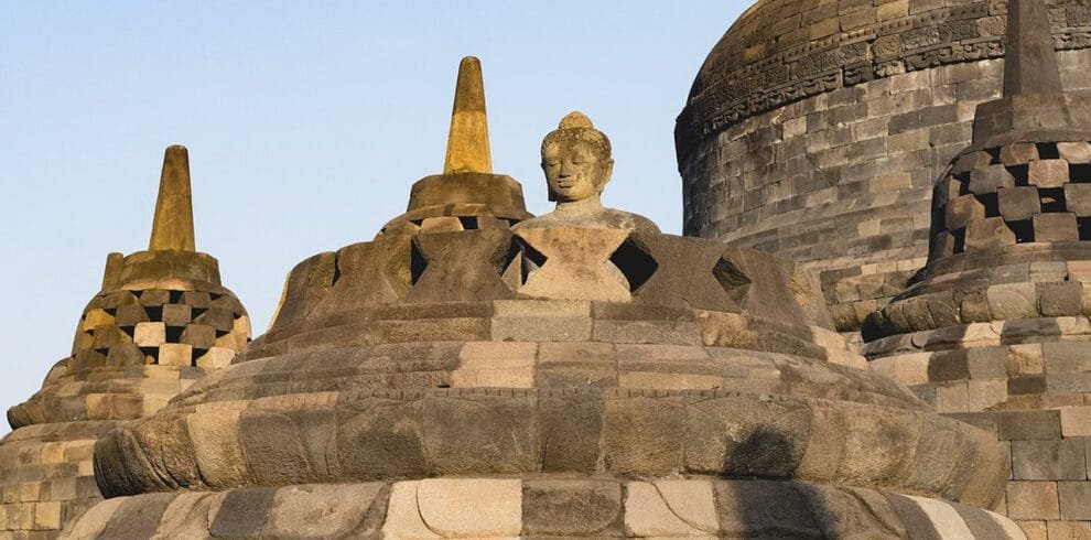 Borobudur Temple and Merapi’s Lava at Night